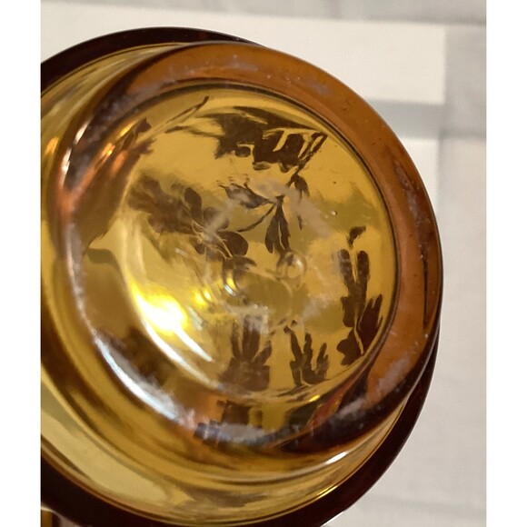 Libbey Brown/Amber Fade Daisy Small Juice Glasses Vintage Floral Pattern Retro - Picture 9 of 13